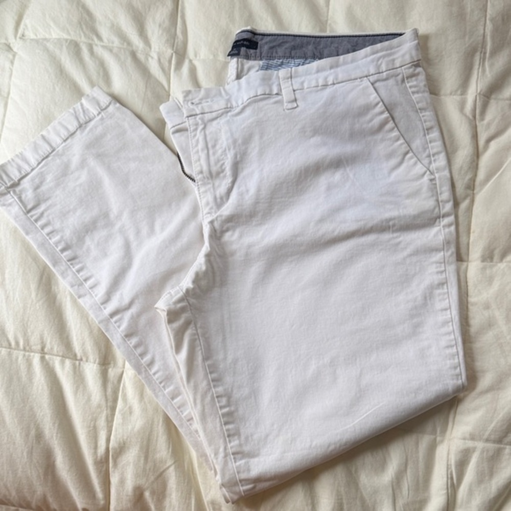Tommy Hilfiger Navy and White Labeled Casual Bottoms